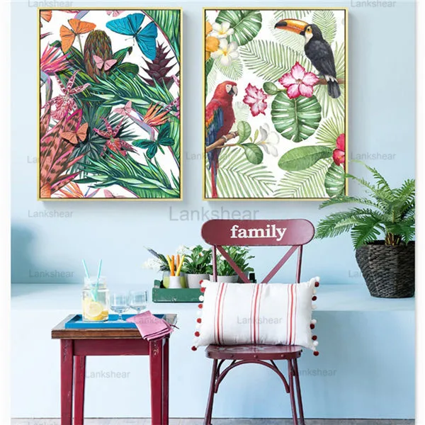 С изображениями цветов и животных Скандинавская Картина на холсте домашний