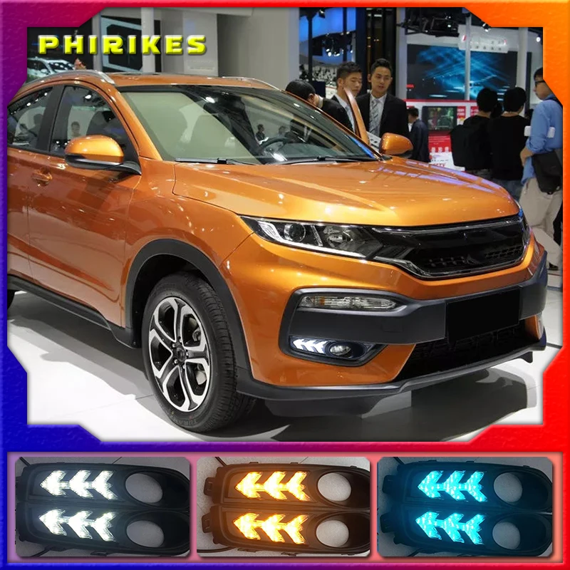 

1 пара для Honda XRV XR-V HRV 2015-2017 Светодиодный дневной светильник DRL Дневной светильник переднего бампера Туман светильник осветительный противотуманный