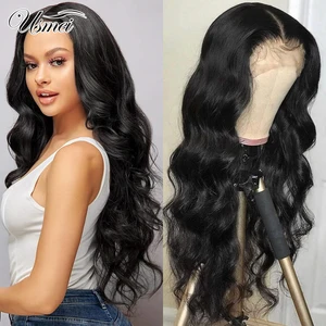 Usmei Synthetic Lace Front Wigs for Black Women Glueless Long Wavy Wigs With Natural Hairline Heat Resistant 28 Inches