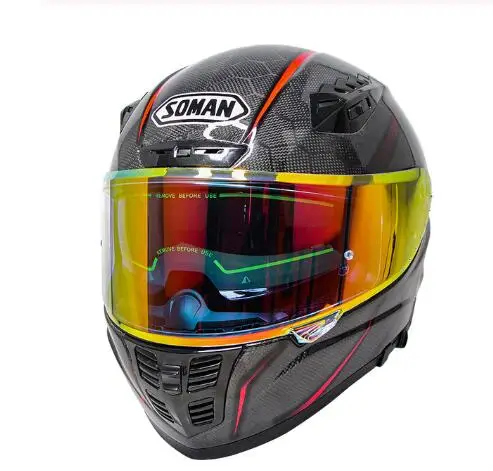 

SOMAN Motorcycle Helmet Full Face Moto Casco 24K Carbon Fiber Motor bike Racing Casque Cycling Capacete X7