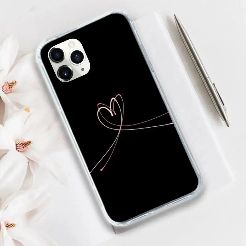 

Simple Lines Love Heart Phone Case Transparent for iPhone 11 12 mini pro XS MAX 8 7 6 6S Plus X 5S SE 2020 XR