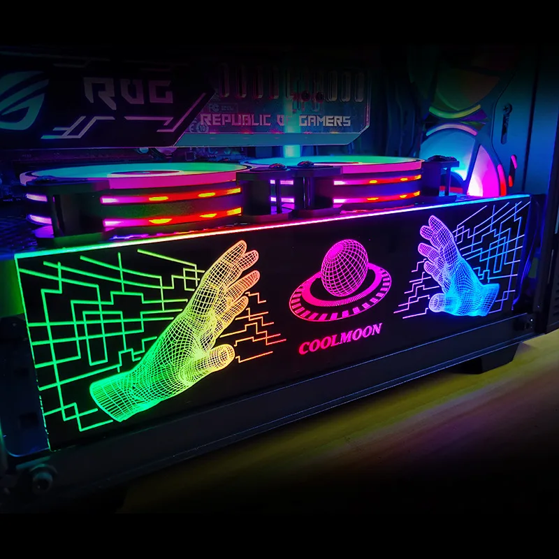 Coolmoon RGB светильник доска Питание бен сбоку Панель Графика секцией для кредитных