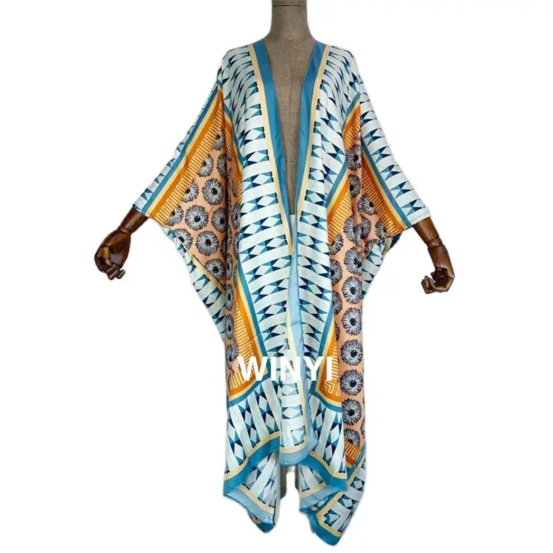 

Africa turkey Summer Women Cardigan maxi robe femme beah sexcy Boho Maxi African Holiday Batwing Sleeve TWILL Robe