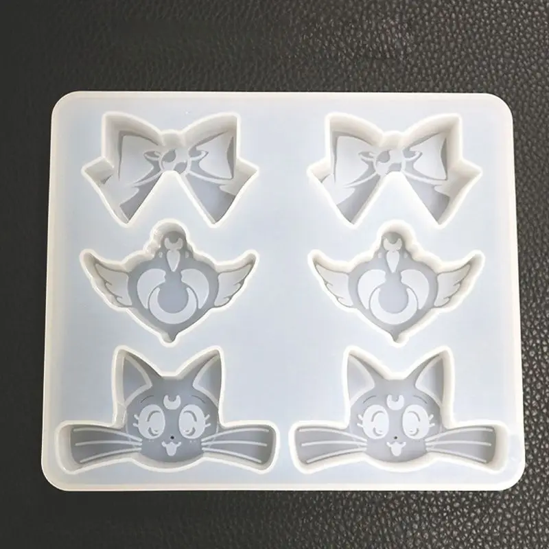 

Cartoon Cat Bowtie Heart Wing Pendant Silicone Mold UV Resin Mold Jewelry Tools