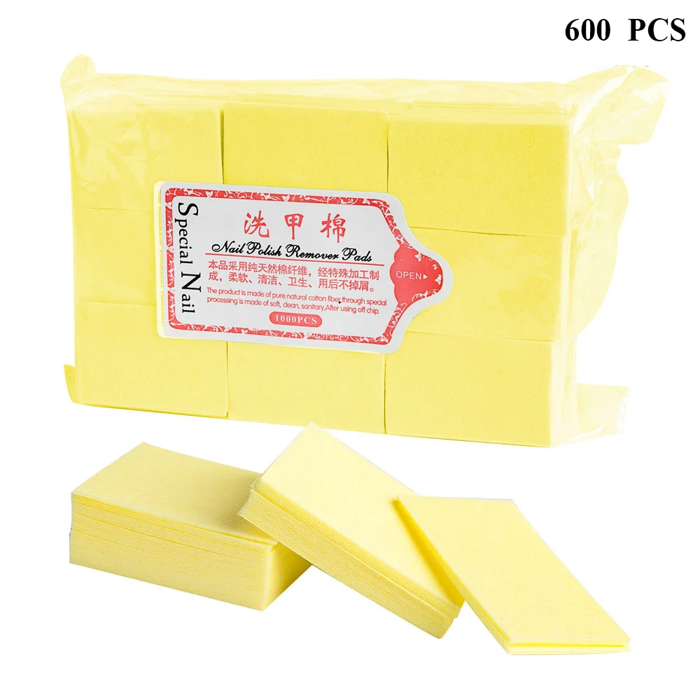 600Pcs Yellow Ladymisty 60/100/200/600 шт Клей для ногтей салфетки для очищения хлопок бумажные салфетки очиститель клея клей колодки отверстие бутылки чистящие средства - Цвет: 600Pcs Yellow