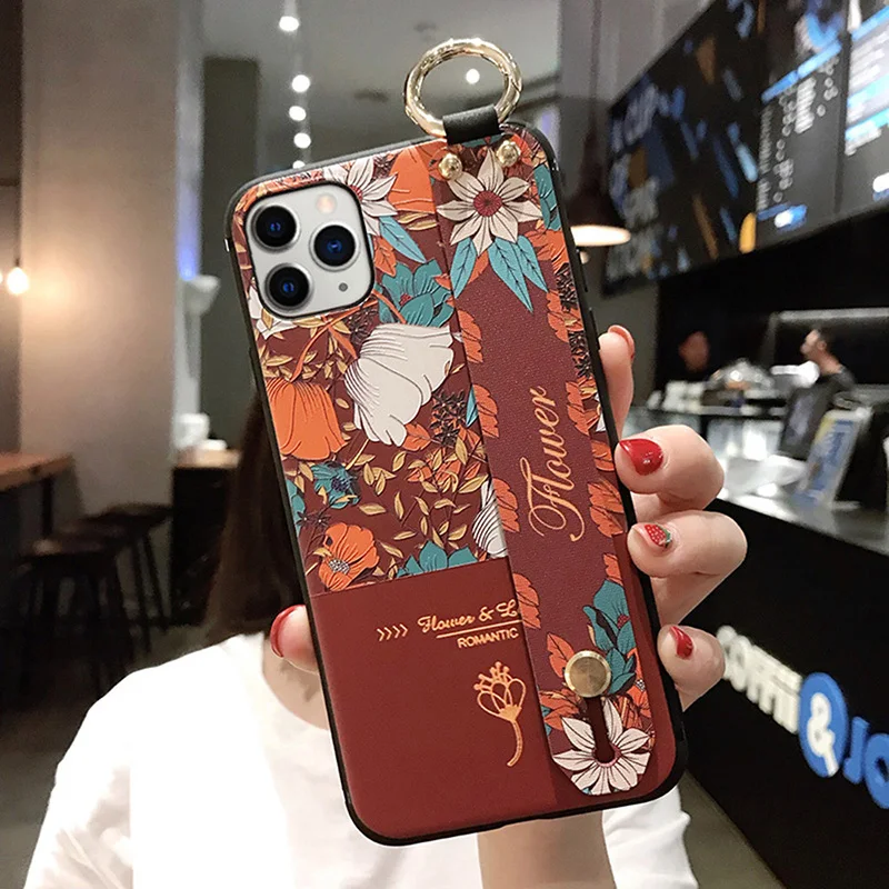 Для iPhone 11 чехол Модный цветочный держатель для телефона чехол для iPhone 8 Plus 6 6s 7 X XR XS 11 pro max Мягкий ТПУ ремешок чехол Etui - Цвет: Z