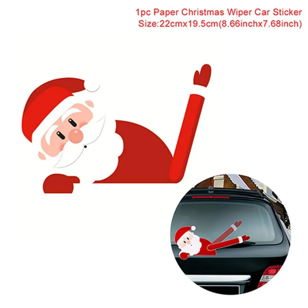 Car wipers sticker Рождественская гирлянда, наклейки на окна, настенные рождественские украшения для дома, Рождественский Декор, Санта Клаус, счастливый год - Цвет: Car wipers sticker
