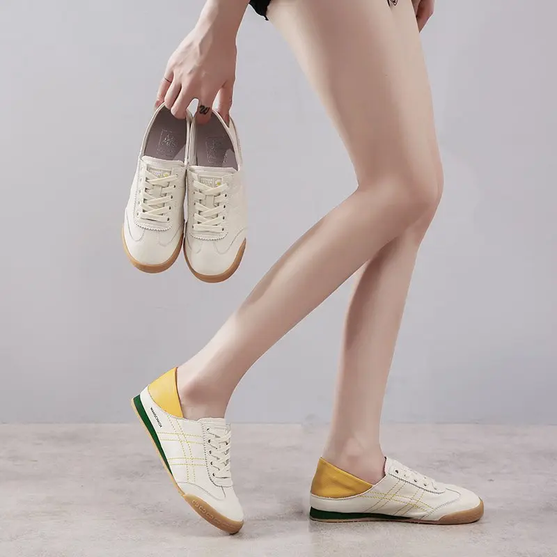 

2021 New Spring Autumn Women's Shoes Soft Sole Comfortable Shallow Mouth Flats Shoes Two Wear Soft Leather White Shoes Women