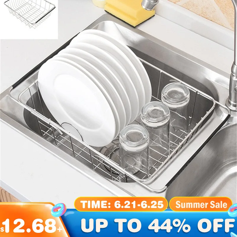 Регулируемый Кухня корзина для фруктов из над раковиной посуды сухая стеллаж