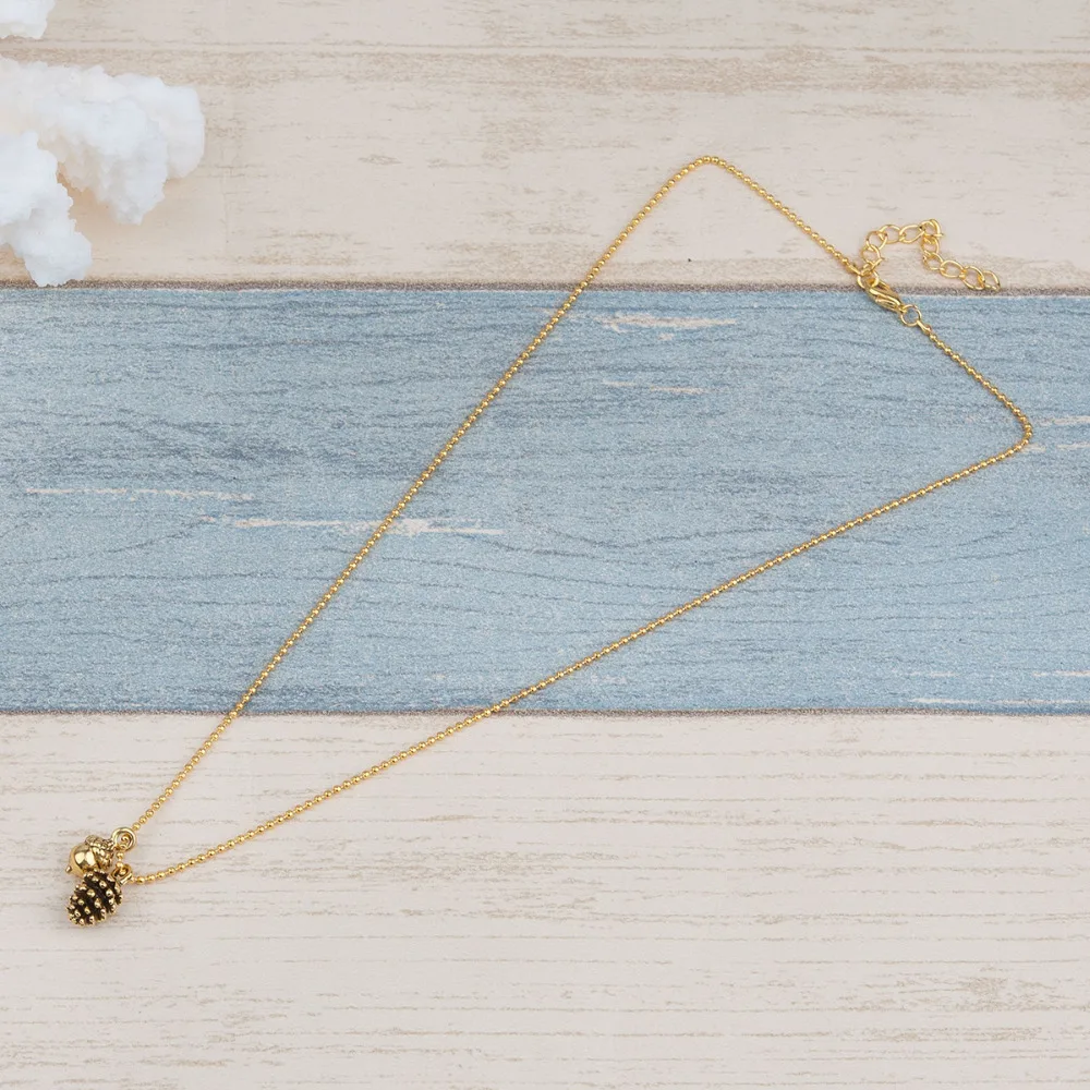 Ожерелье ручной работы Doreen Box сосновая шишка желудь античное золото ожерелья