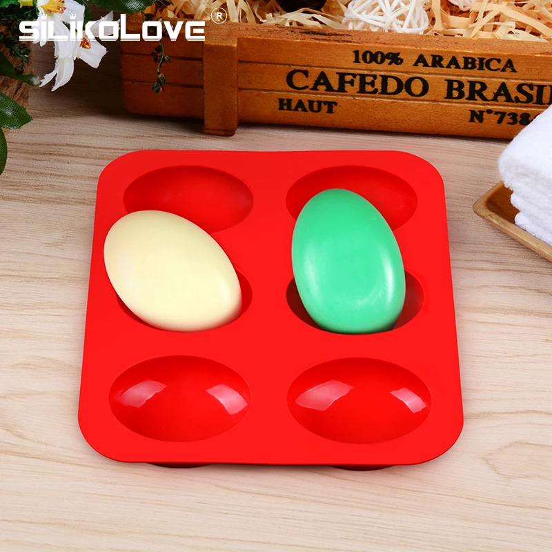 

8*6cm 6 Cavity Oval Soap Mold for DIY Handmade Soaps Making Reusable Silicone Soap Form