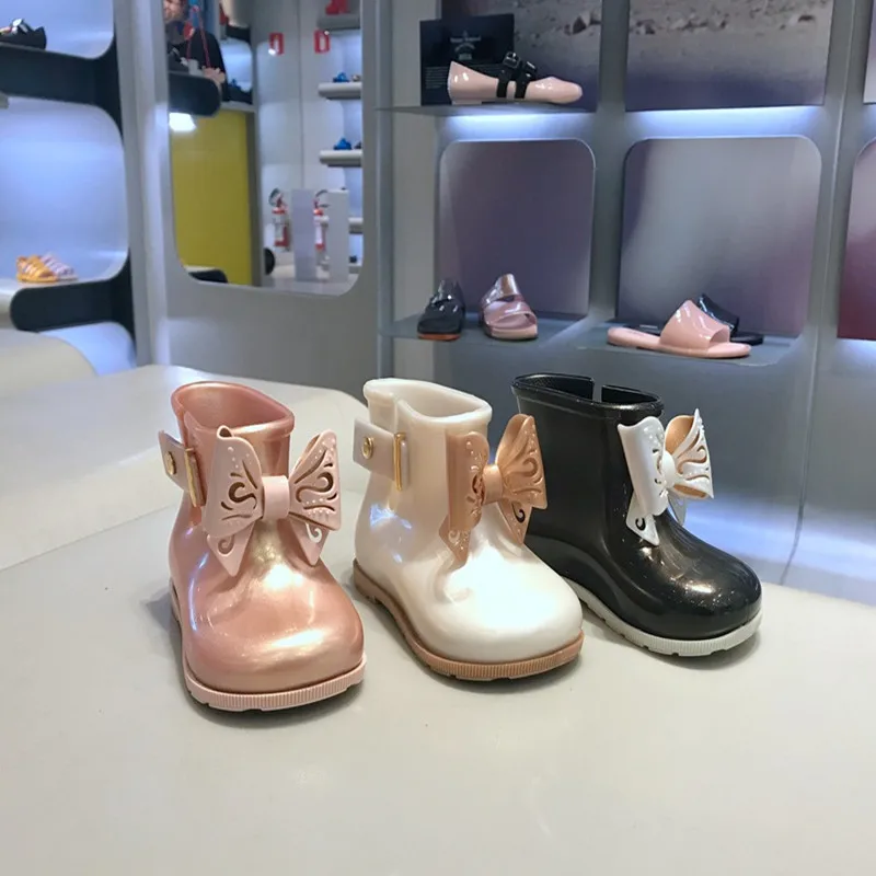 Новинка резиновые дождевики Mini melissa для девочек с бантом водонепроницаемые