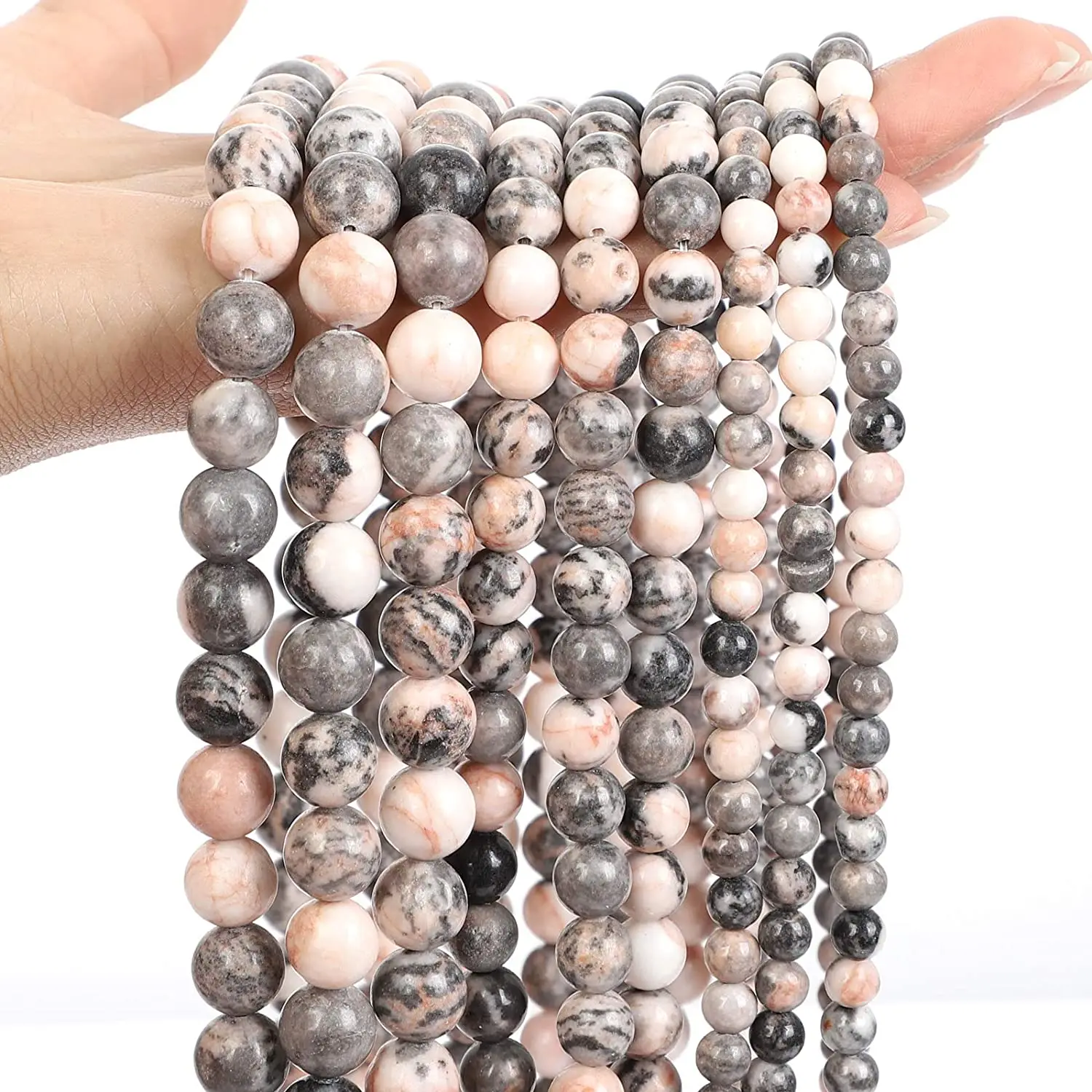

Natural Stone Beads 8mm Pink Zebra Stone Loose Beads For Jewelry DIY Making Bracelet Bangle Present Amulet Accessories