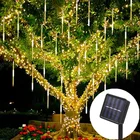 Уличная светодиодная гирсветильник да метеоритный дождь с 8 трубками, 30 см, 50 см, для украшения сада, водонепроницаемая Гирлянда для украшения рождественской елки