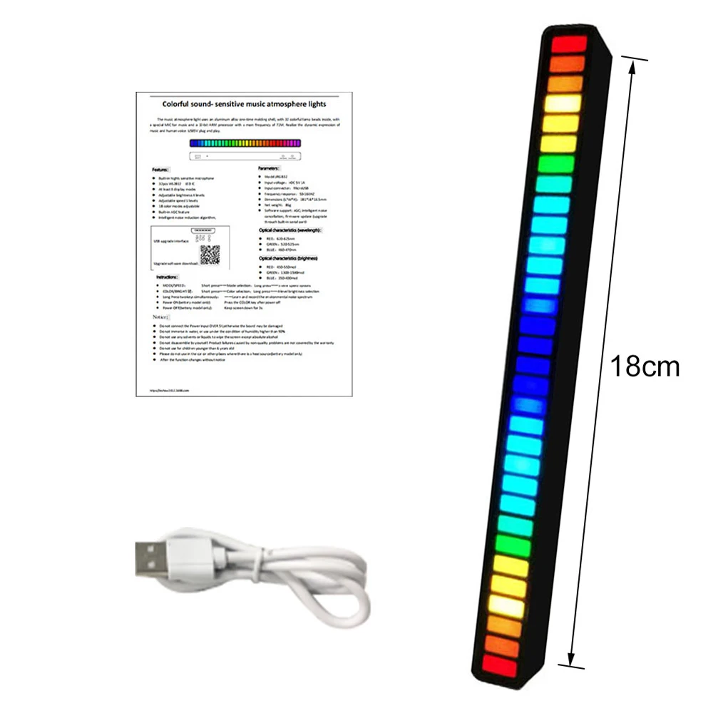 

LED Light Bar Sound Control Music Atmosphere Lamp Colorful RGB Rhythm Stage Light Outdoor Indoor Party Wedding Lighting