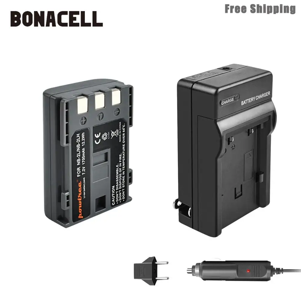 1XBattery Charger Bonacell 1700 мА/ч, NB-2L NB2L NB-2LH NB 2LH NB2LH Камера Батарея+ Зарядное устройство для Canon Rebel XT XTi 350D 400D G9 G7 S80 S70S30 L50 - Цвет: 1XBattery Charger