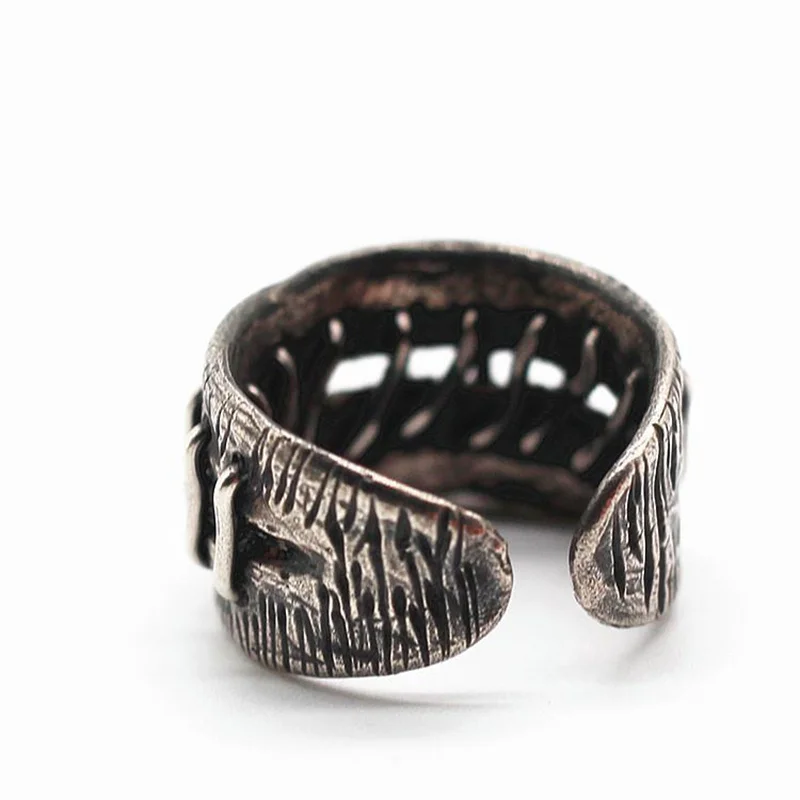 

"Therapy" personality original handmade niche design pioneer sterling silver open ring dark cold wind punk Wholesale