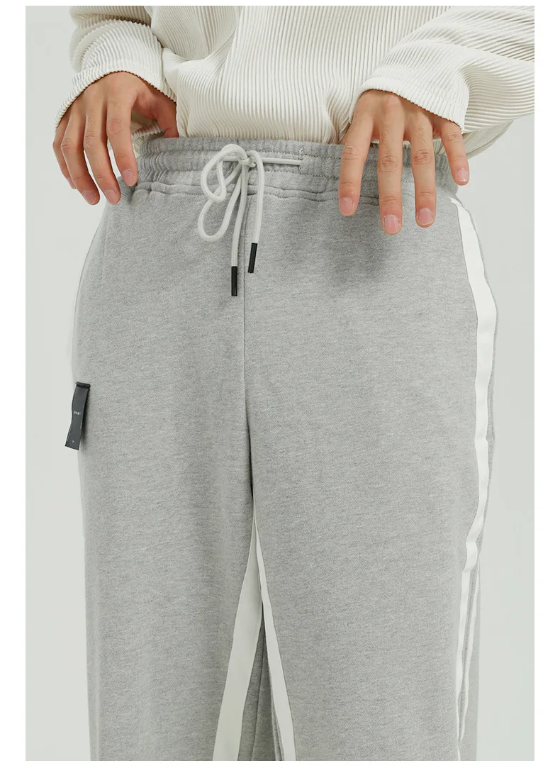 

IEFB men's wear spring new korean streetwear fashion side striped patchwork loose casual pants elastic waist straight trousers