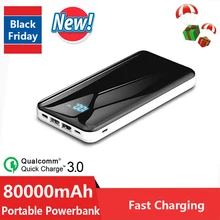 New 80000mAh Power Bank Fast Charging External Battery Portable Digital Display Mobilephone Charger for Xiaomi IPhone Samsung