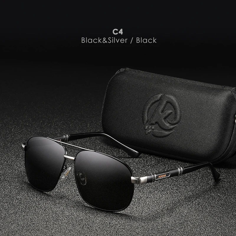 Мужские солнцезащитные очки KDEAM квадратные поляризационные из алюминия и магния