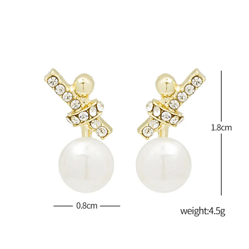 

Silver Needle Asymmetric Bowknot Small Pearl Stud Earrings Fashion Temperament Compact and All-match Commuter Earrings
