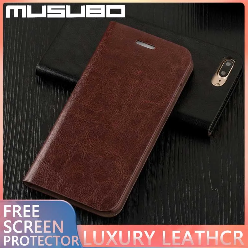 Роскошный кожаный чехол MUSUBO для iPhone 6 7 8 plus XS тонкий ударопрочный Магнитный