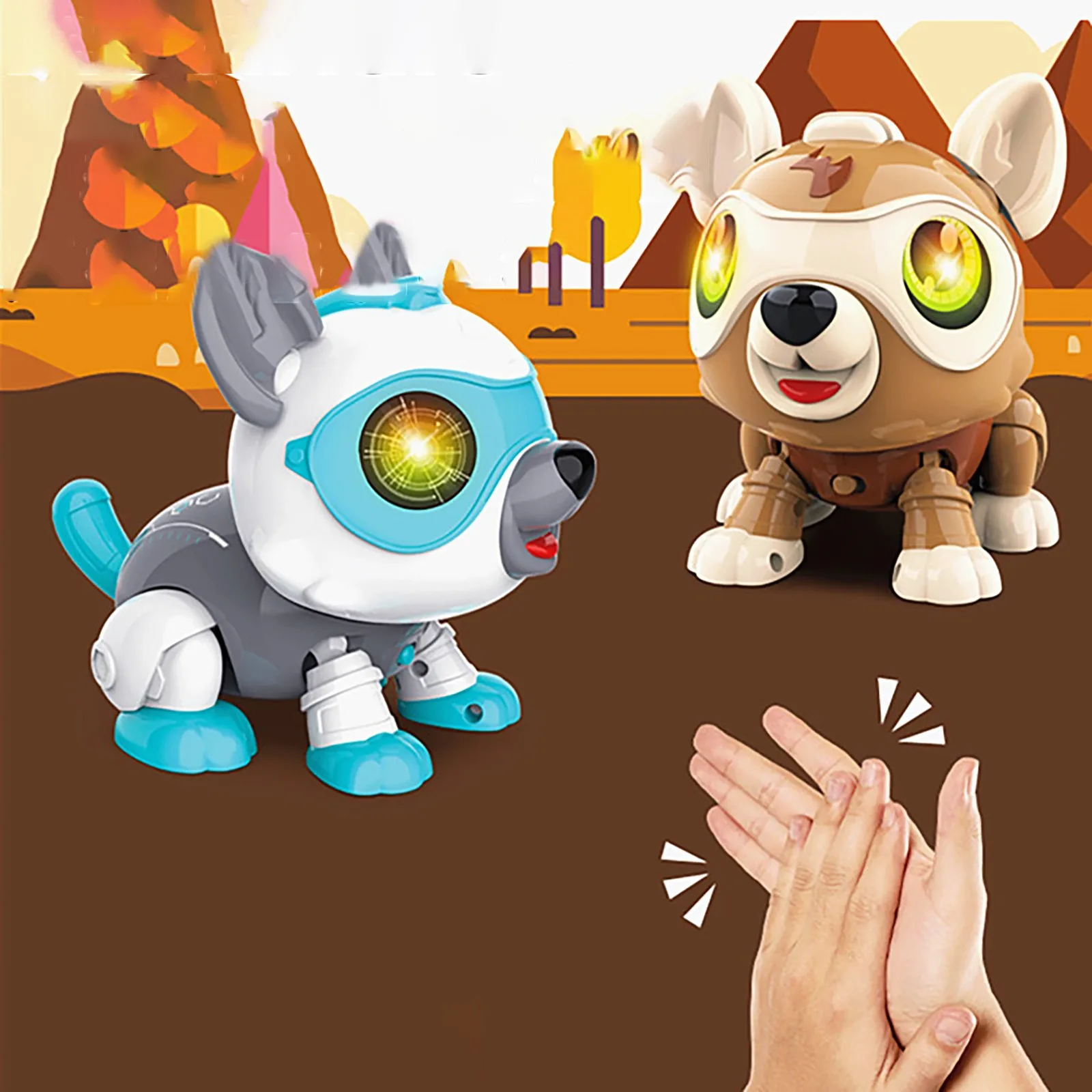

Собака-робот «сделай сам», электронный питомец, Умный щенок, реагирует на лай, сенсорное управление голосом, собака, подарок для детей