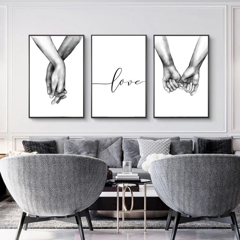 

Abstract Black And White Sketch Canvas Art Posters And Prints Nordic Lover Holding Hands Canvas Paintings Home Wall Art Pictures