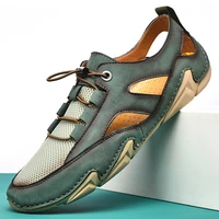 summer designer hollow out shoes men 2021 genuine leather luxury brand loafers men moccasins handmade hiking sandals men