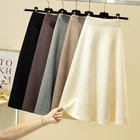 Юбка трикотажная женская, плотная, теплая, мягкая, с завышенной талией, элегантная, для офиса, средней длины, для осени и зимы, 2021, юбка цвета хаки