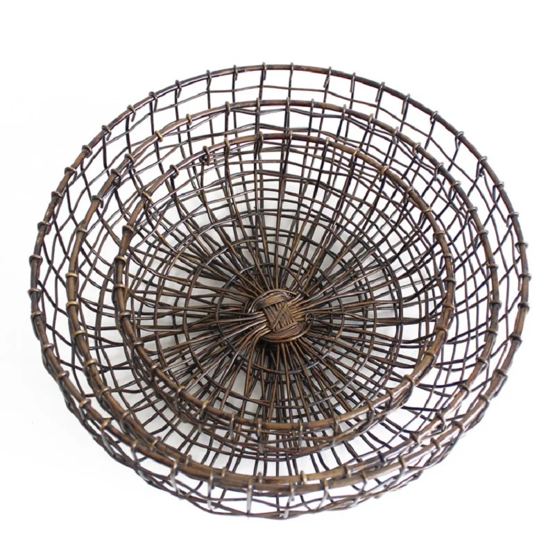 Круглая Ретро медная корзина для хранения фруктов закусочный хлеб офисная