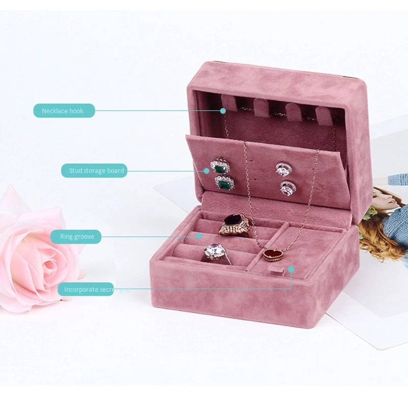 

Bracelet Necklaces Portable Storage Flannel Display Earring Zipper Jewelry Box Case Women Ring Travel Organizer