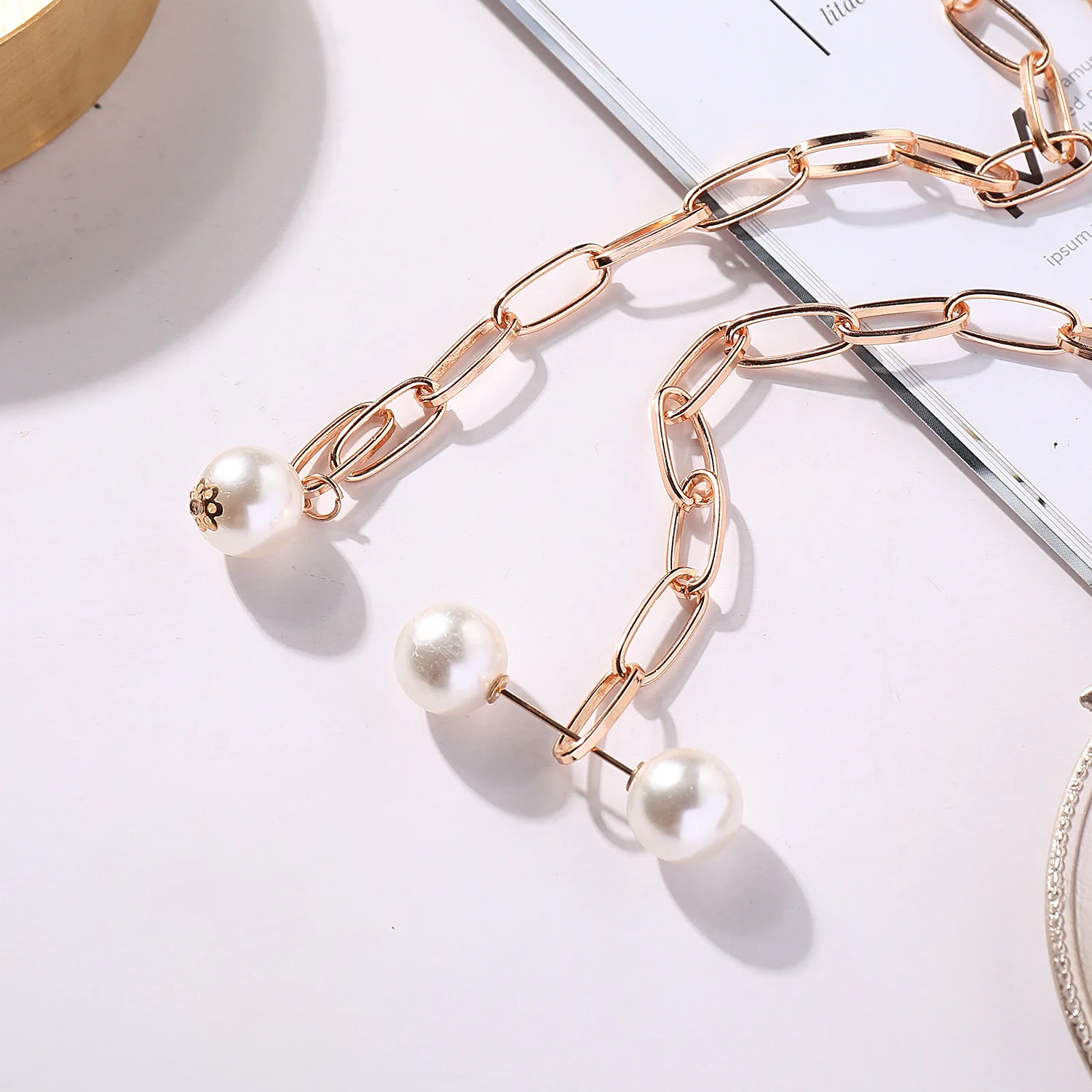 Жемчужный замок ожерелья в форме толстой цепочки жемчужное кольцо застежка