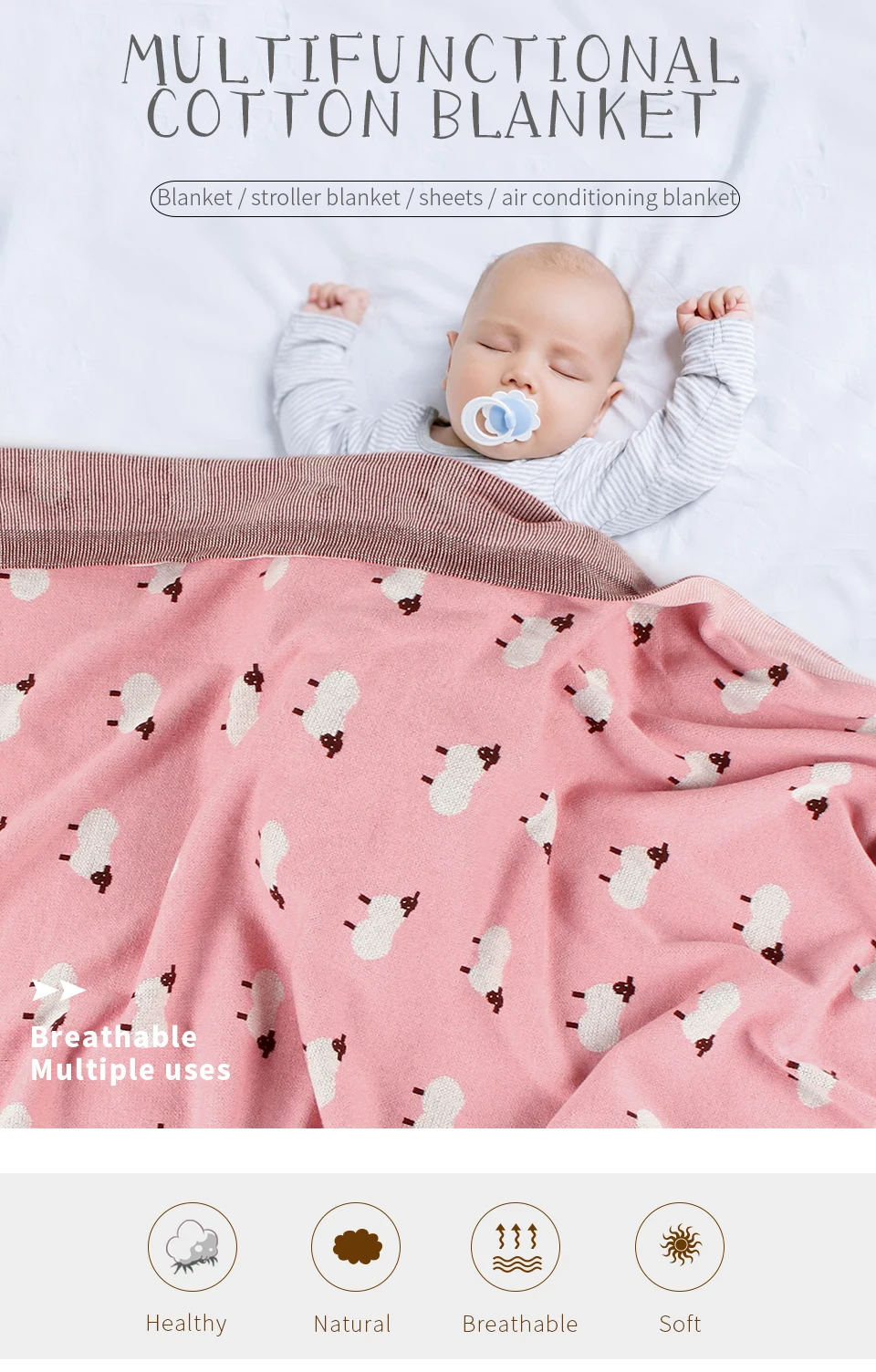 Детское одеяло s для новорожденных Bebes пеленка с рисунком Одеяло Мягкое хлопковое Вязаное детское белье для коляски 100*80 см одеяла