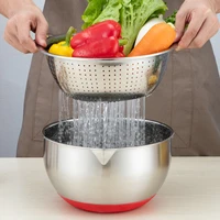 multifunctional stainless steel bowl convenient for salad machine bowl with drain basket used for cooking and preparing eggs