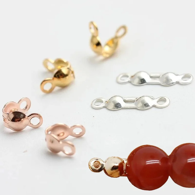 

200pcs Connector Clasp Fitting Ball Chain Calotte End Crimps Beads Bracelets Connector Clasp Components Diy For Jewelry Making