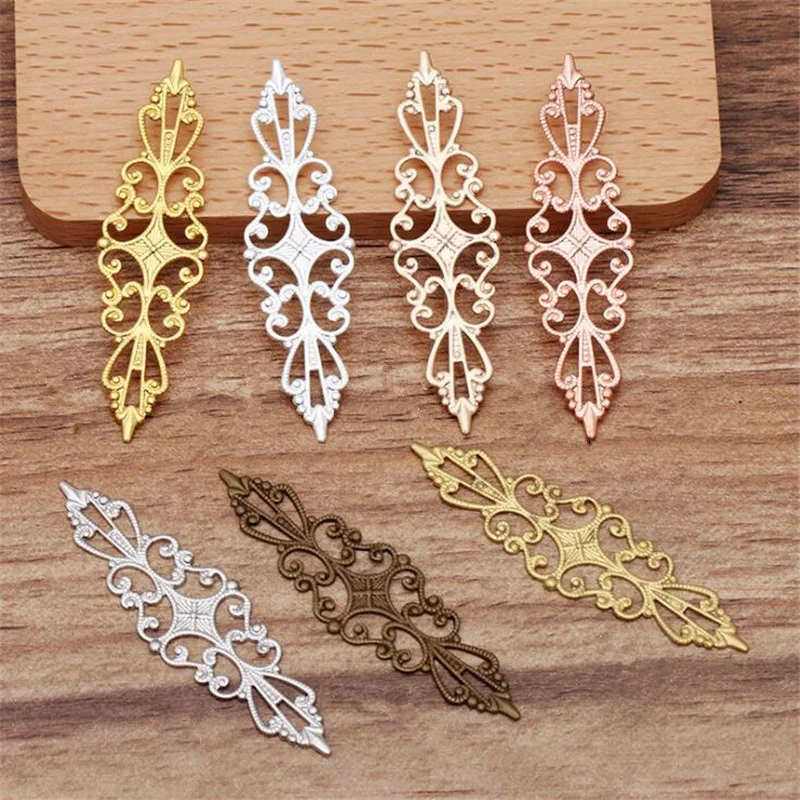 

SIXTY TOWFISH 10 Pieces 16*56mm DIY Jewelry Accessories Handmade Materials Charms Brass Flower Filigree Flower Slice
