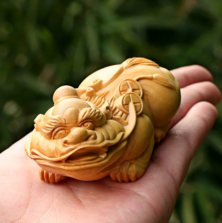 75 мм китайская коробка дерево ручной работы Pixiu Pi Xiu Rui чудовище монета богатства