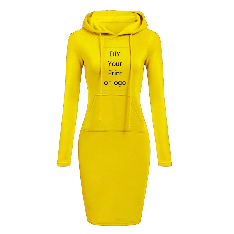 2020 New Customized Print DIY Your like Photo or Logo Women Hooded long Sleeve Girls female Sexy Dress Clothing Bodycon Dresses | Женская