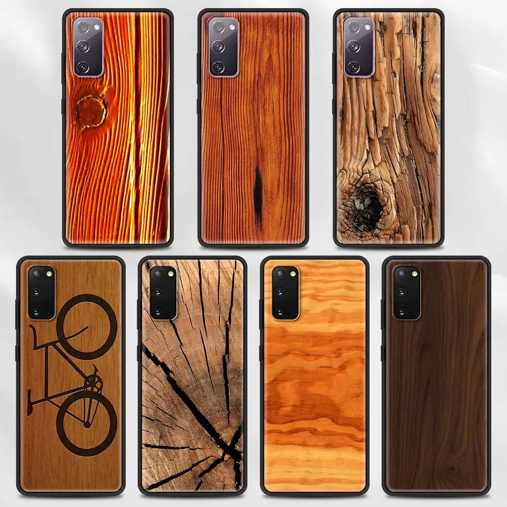

Phone Case For Samsung Galaxy S20 S21 FE Ultra S9 S8 S10 Plus Lite S7 Edge S10e Black Soft Silicone Fundas Wood grain