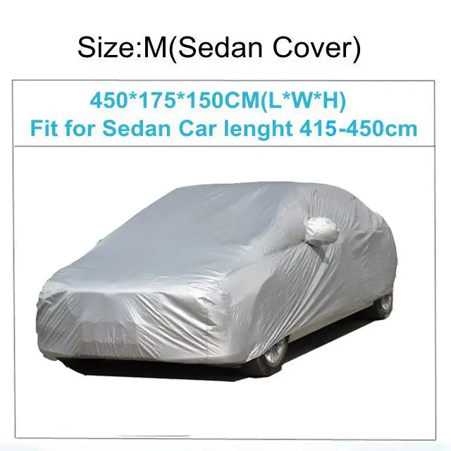 M-450x175x150cm Универсальные водонепроницаемые полностью автомобильные Чехлы, защита от солнца УФ, защита от пыли, дождя, снега, льда, защита для Sedan S/M/L/XL/XXL - Название цвета: M-450x175x150cm