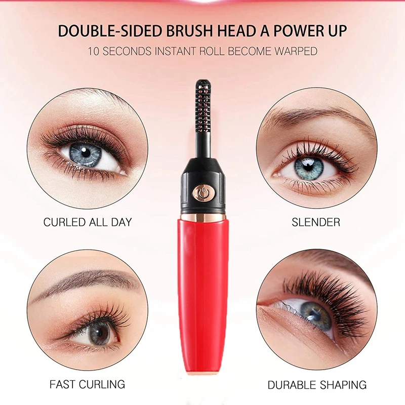 

Heated Eyelash Curler Portable Electric Eyelash Curler Painless Curved Quick Heating Long Lasting Lash Curler