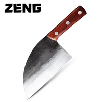 zeng carbon steel broad butcher knives chopper slip resistant rosewood handle handmade forged chef kitchen knife sharp cleaver