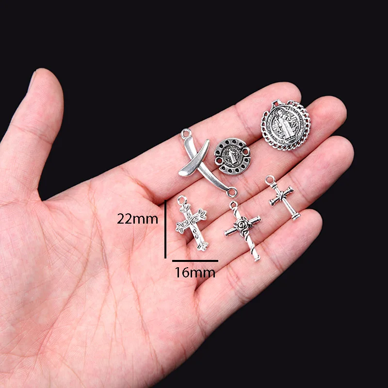 

10 шт./различные классические очаровательные посеребренные католические кресты Подвеска Ожерелье Браслет Металлические Аксессуары Сделай ...