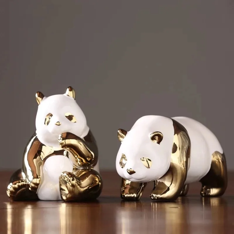 Керамическая Милая Золотая панда ремесла креативный офисный Рабочий стол