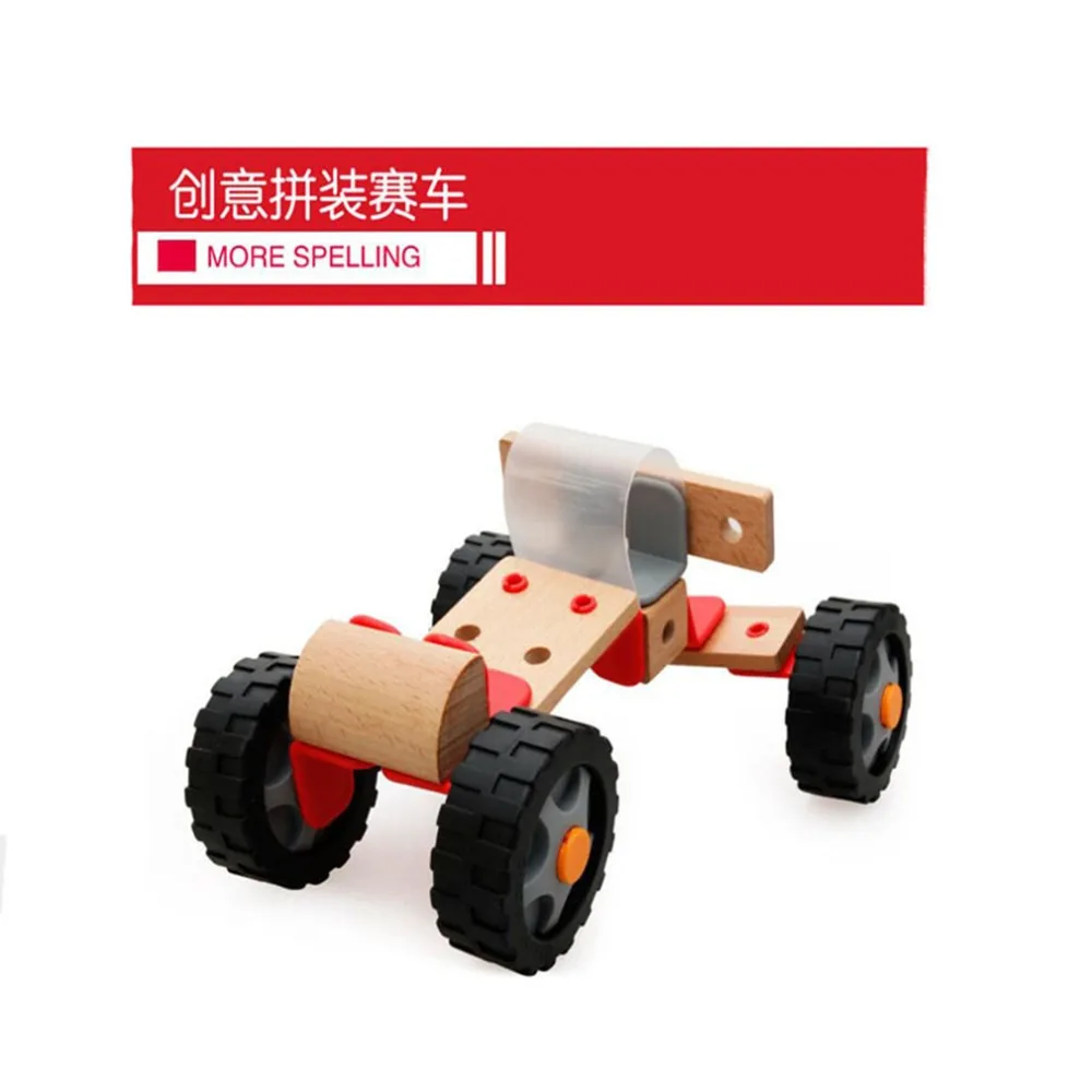 

New 2021 Children Wood Insert Blocks Assembled Racing Vehicle Car Automobile Race Motorcycle Toy Gift Learning Education Toy
