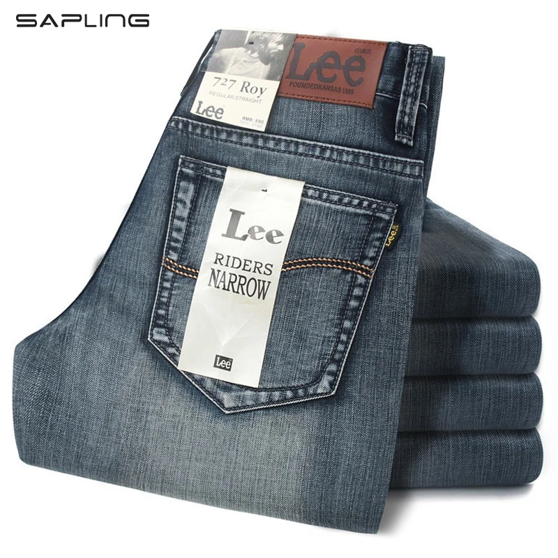 Модные фирменные деловые мужские повседневные Прямые джинсы осенние свободные