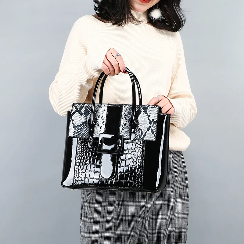 

2020 high quality patent leather bag woman handbags Luxury Designer Shoulder bags Large capacity Briefcases office bag for women