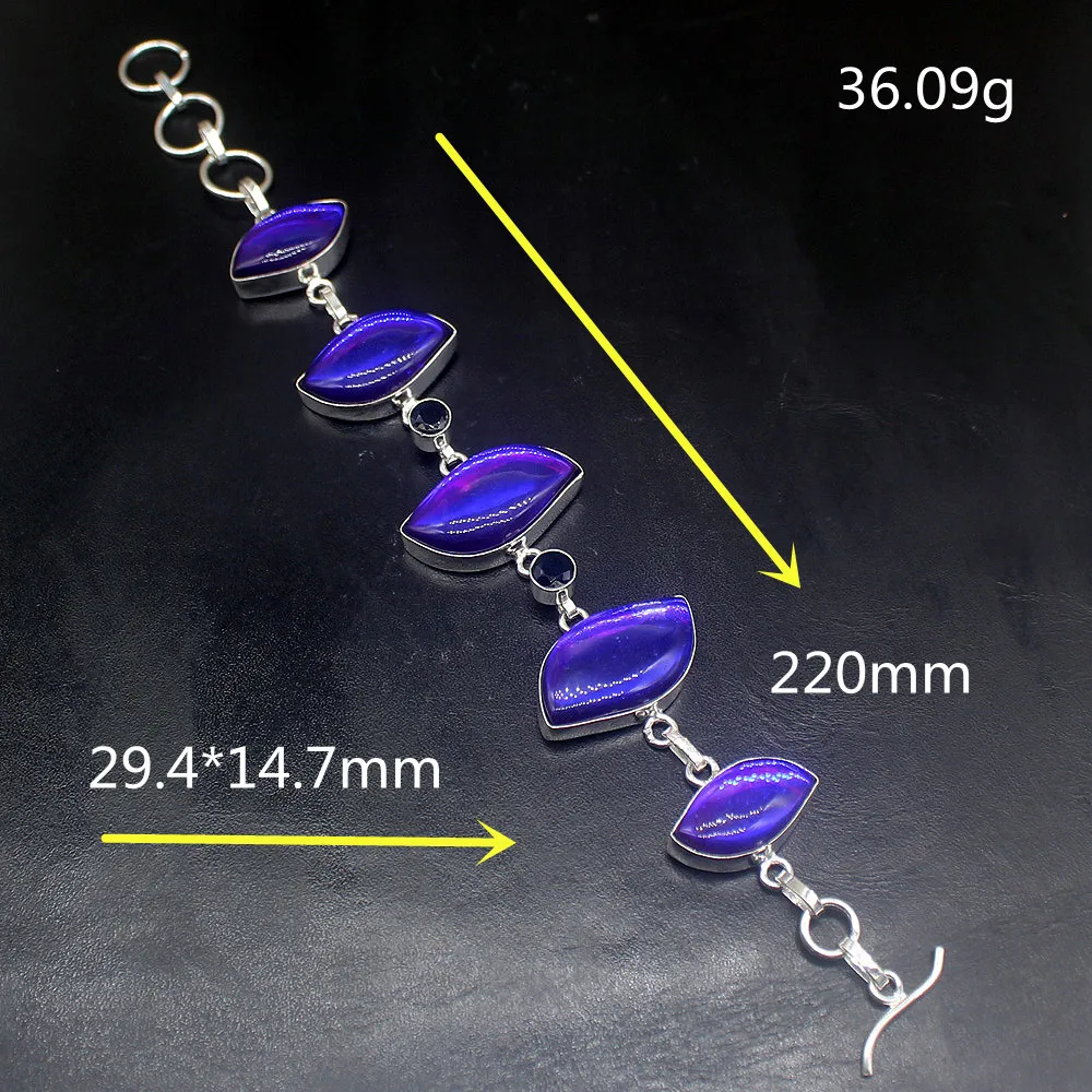 

Gemstonefactory Jewelry Big Promotion Single Unique 925 Silver Amazing Purple Topaz Lady Women Charm Bracelet 22cm 20213328