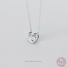 Женская цепочка с подвеской WANTME, ожерелье из настоящего серебра 100% пробы с кулоном в форме сердца и кристаллами циркония, изящная Подарочная бижутерия